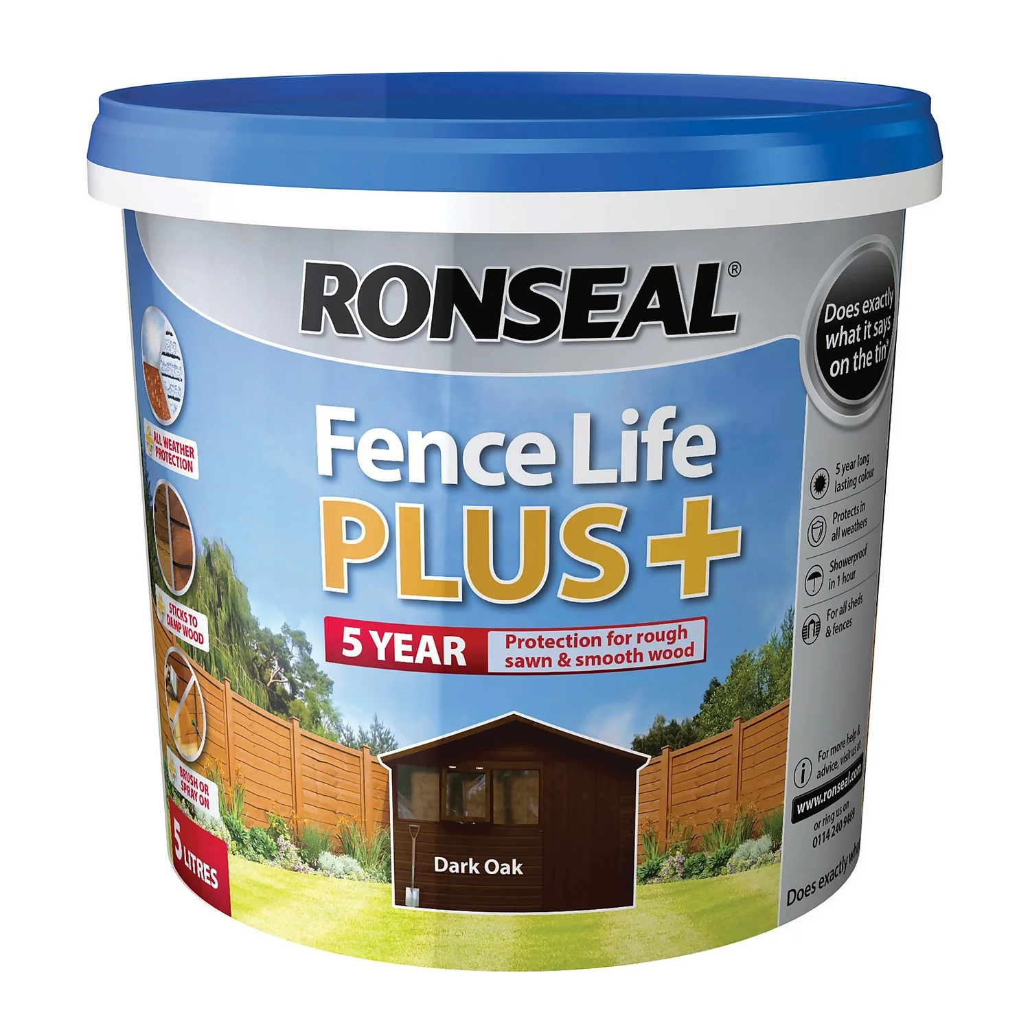 Ronseal Fence Life Plus Paint Dark Oak - 5L Ronseal Fence Life Plus Paint Dark Oak - 5L -Rust-Oleum Store 12804532 1024942086796863