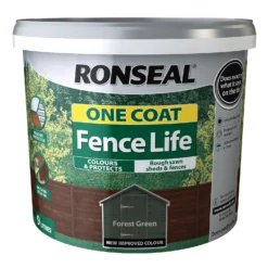 Ronseal One Coat Fence Life Paint Forest Green - 9L -Rust-Oleum Store 12804808 6074942086731547