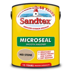 Sandtex® Ultra Smooth Masonry Paint Mid Stone - 5L -Rust-Oleum Store 12808538 5424871316070167