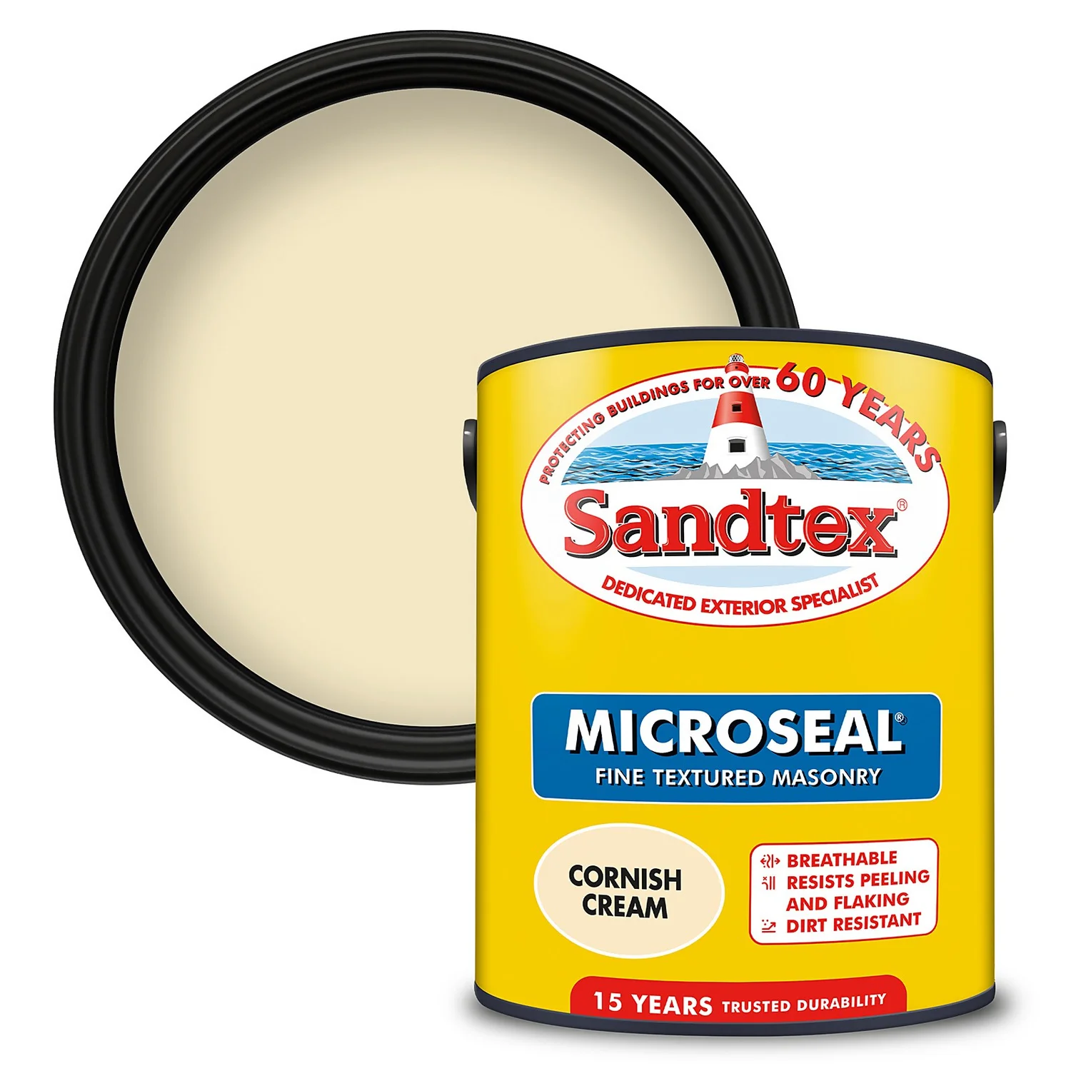 Sandtex® Textured Masonry Paint Cornish Cream - 5L Sandtex® Textured Masonry Paint Cornish Cream - 5L -Rust-Oleum Store 12809504 5034871503474608