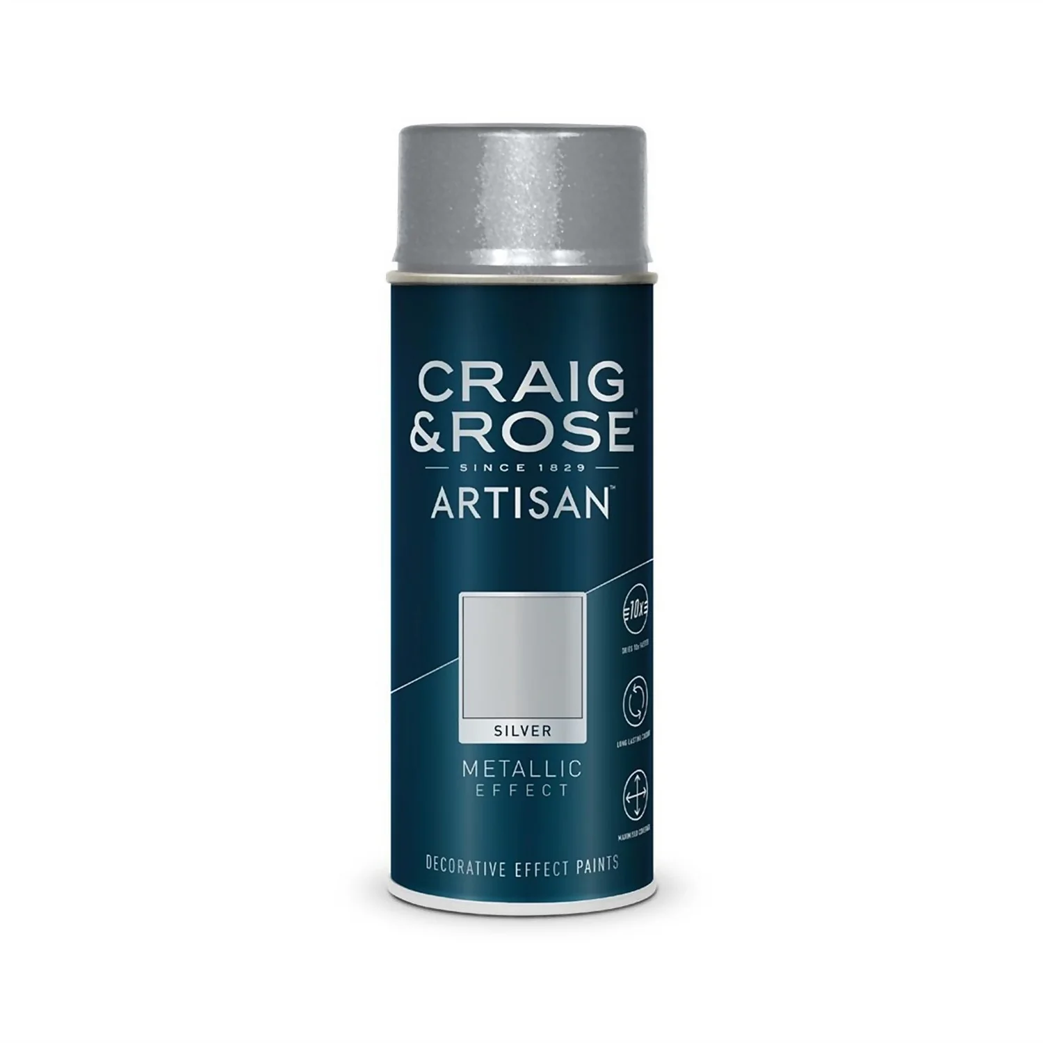 Craig & Rose Artisan Metallic Effect Spray Paint - Silver - 400ml Craig & Rose Artisan Metallic Effect Spray Paint - Silver - 400ml -Rust-Oleum Store 12817862 1325052700194852