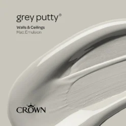 Crown Walls & Ceilings Matt Emulsion Paint Grey Putty - 5L -Rust-Oleum Store 12823268 1944969526227380