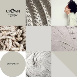 Crown Walls & Ceilings Matt Emulsion Paint Grey Putty - 5L -Rust-Oleum Store 12823268 3374969526173797