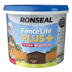 Ronseal Fence Life Plus Paint Medium Oak - 9L -Rust-Oleum Store 12826700 1294942086747549