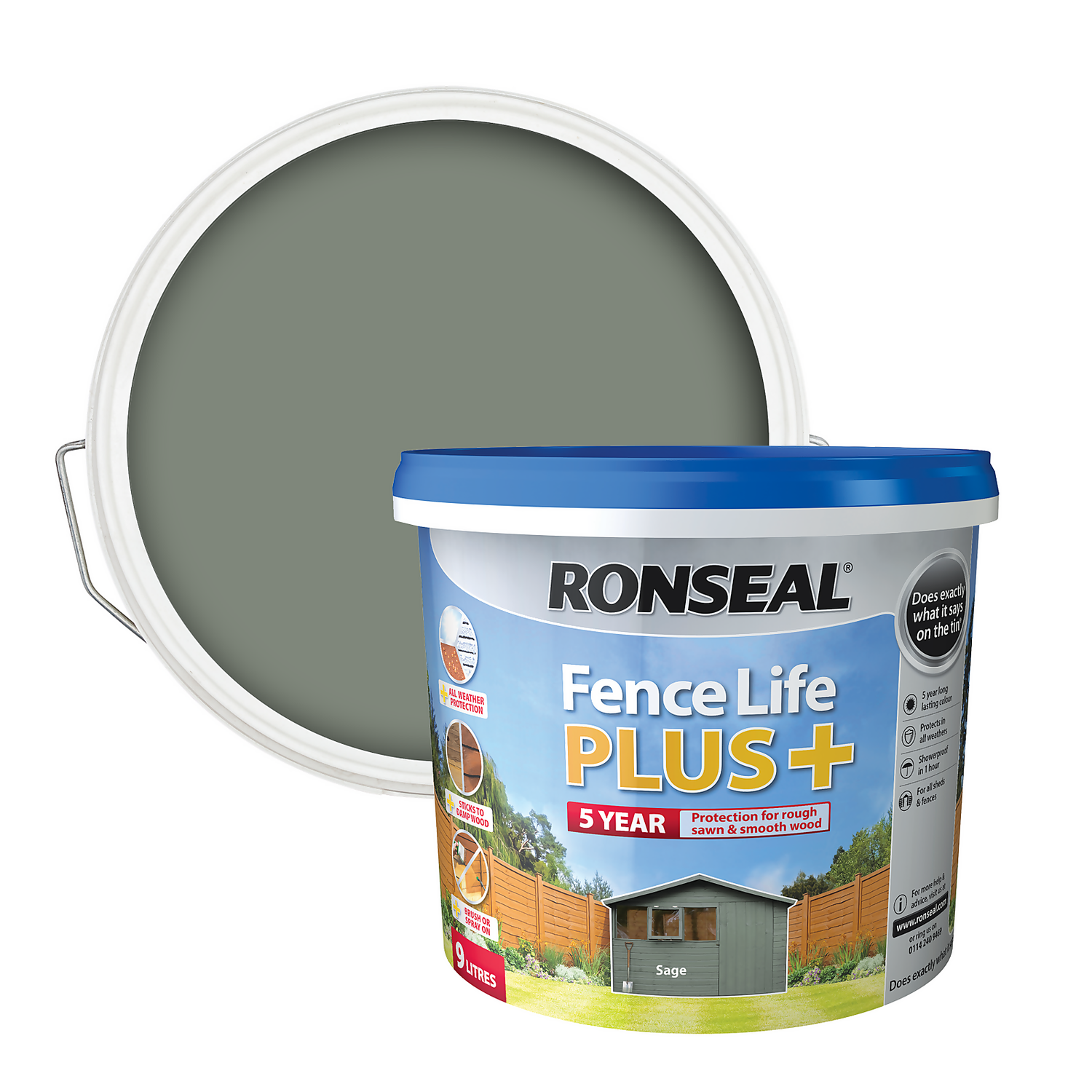 Ronseal Fence Life Plus Paint Sage - 9L Ronseal Fence Life Plus Paint Sage - 9L -Rust-Oleum Store 12826705 1084942086773418