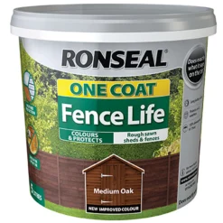 Ronseal One Coat Fence Life Paint Medium Oak - 5L -Rust-Oleum Store 12841195 8474942087138443