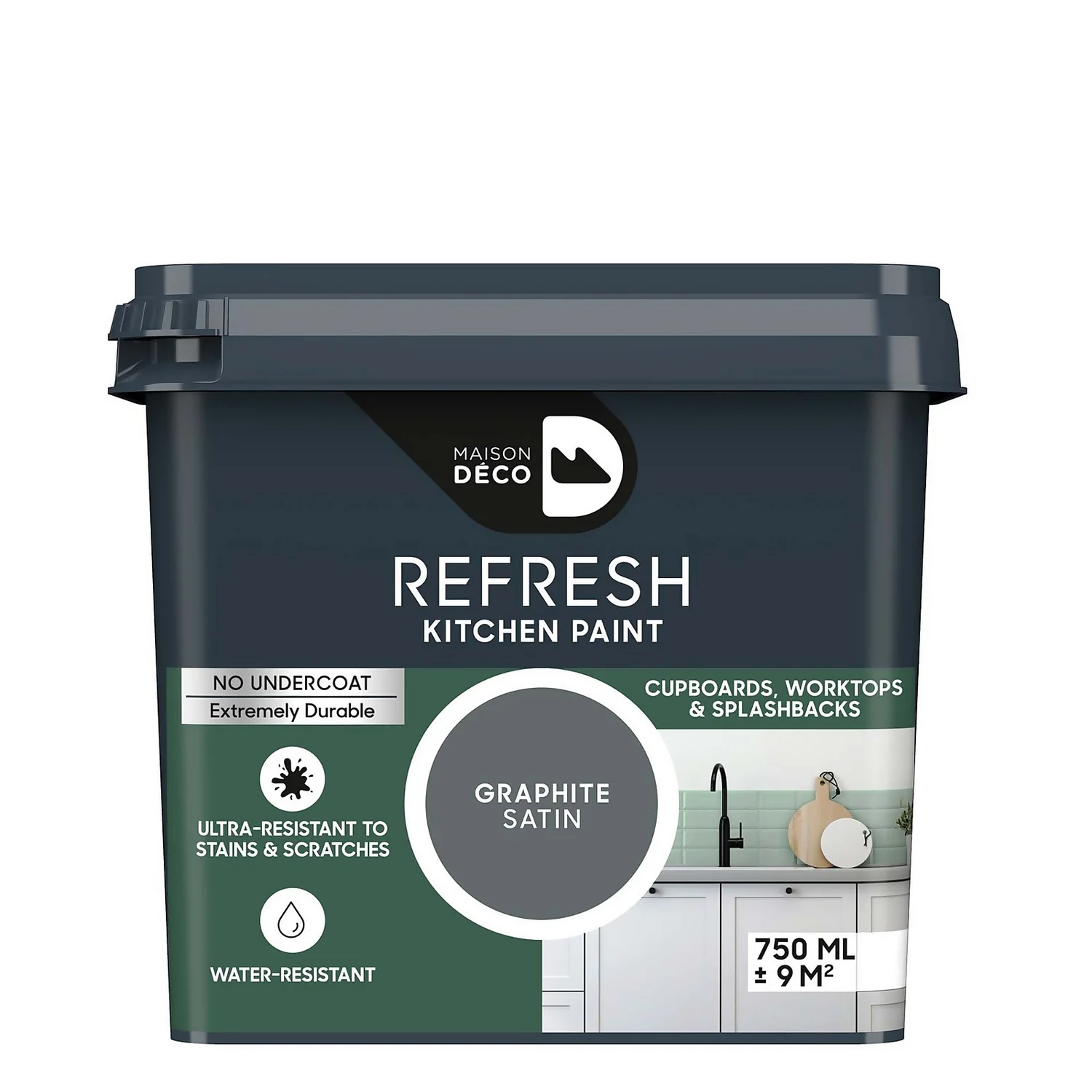 Maison Deco Refresh Kitchen Cupboards, Worktops & Splashbacks Paint Graphite - 750ml Maison Deco Refresh Kitchen Cupboards, Worktops & Splashbacks Paint Graphite - 750ml -Rust-Oleum Store 12878337 1464866390731244