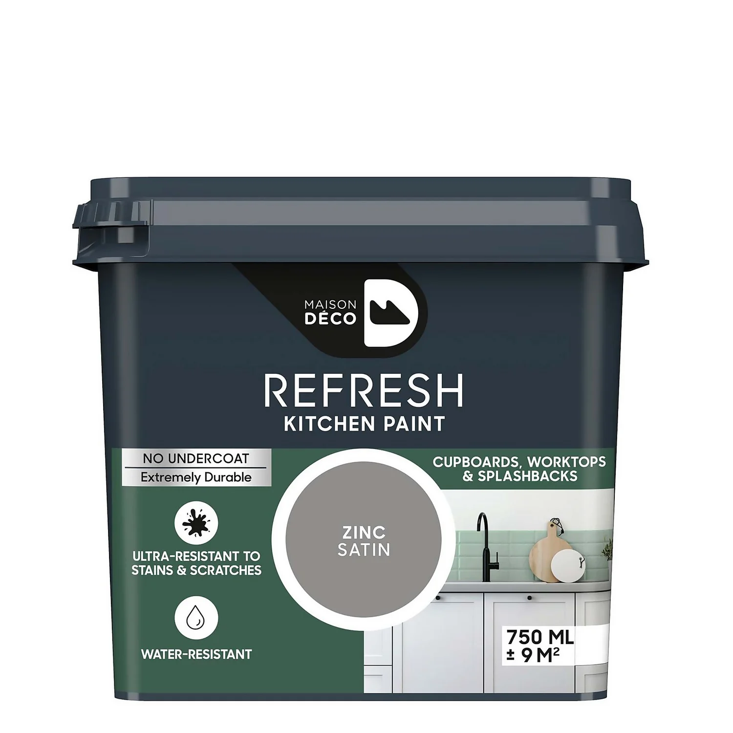 Maison Deco Refresh Kitchen Cupboards, Worktops & Splashbacks Paint Zinc - 750ml Maison Deco Refresh Kitchen Cupboards, Worktops & Splashbacks Paint Zinc - 750ml -Rust-Oleum Store 12878346 6334860645233997