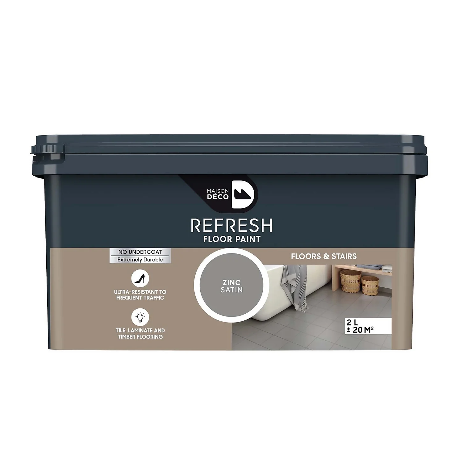 Maison Deco Refresh Floor & Stairs Paint Zinc - 2L Maison Deco Refresh Floor & Stairs Paint Zinc - 2L -Rust-Oleum Store 12878368 1114860628590165