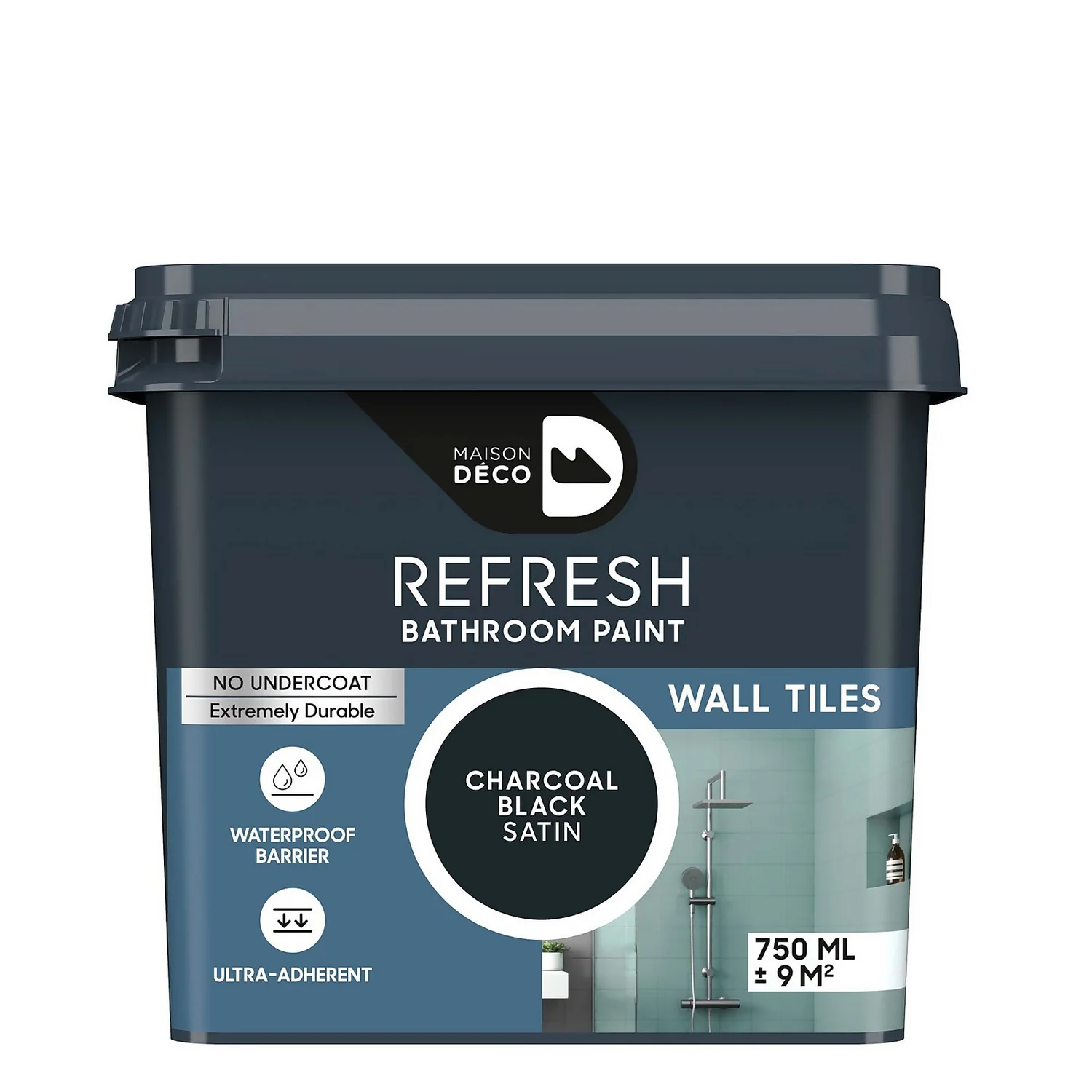 Maison Deco Refresh Bathroom Wall Tile Paint Charcoal Black - 750ml Maison Deco Refresh Bathroom Wall Tile Paint Charcoal Black - 750ml -Rust-Oleum Store 12878399 1204866334481805