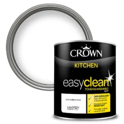Crown Easyclean Kitchen Paint Brilliant White - 1L