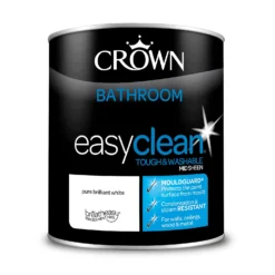 Crown Easyclean Bathroom Paint Brilliant White - 1L -Rust-Oleum Store 12886752 1684853415553041
