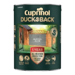 Cuprinol Ducksback Shed & Fence Paint Dusted Aloe - 5L -Rust-Oleum Store 14231557 4935036366659617
