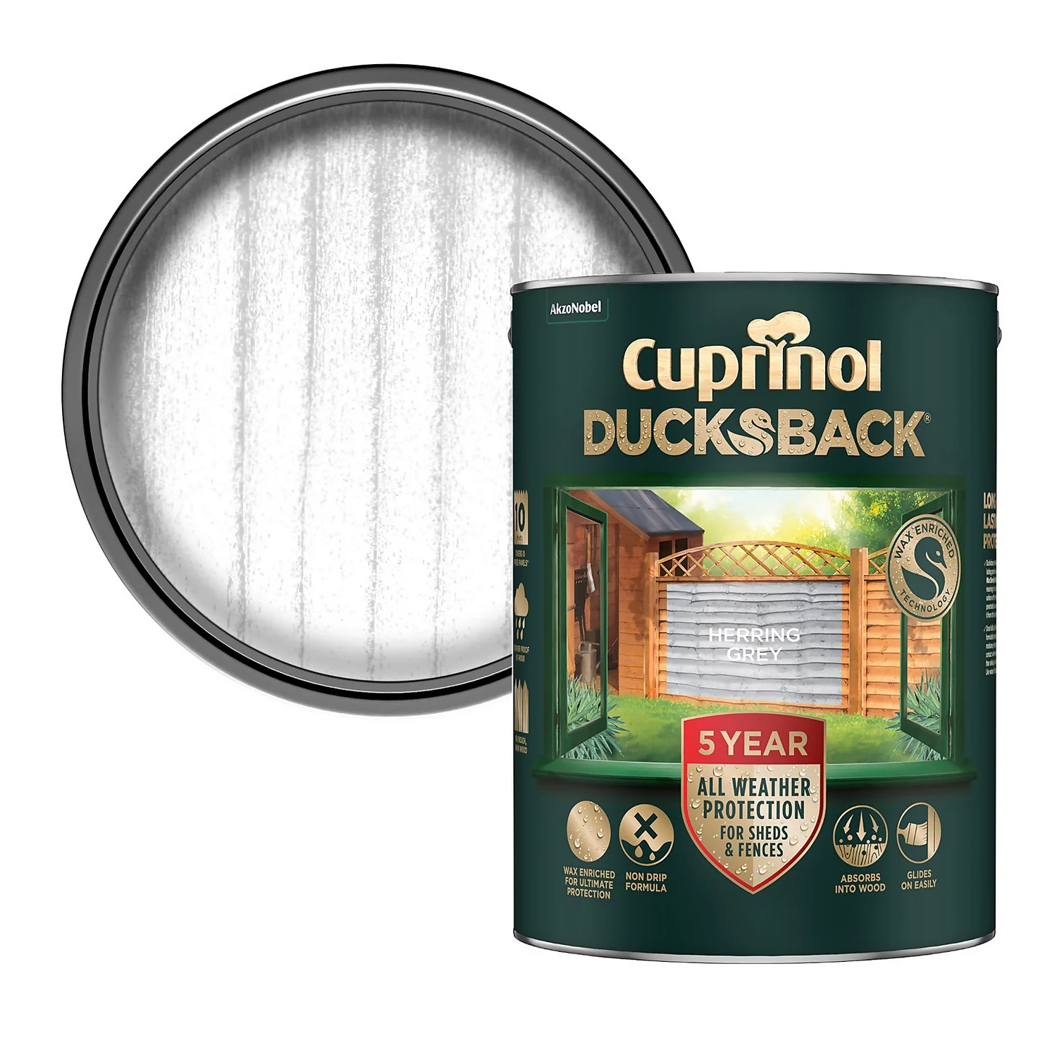 Cuprinol Ducksback Shed & Fence Paint Herring Grey - 5L Cuprinol Ducksback Shed & Fence Paint Herring Grey - 5L -Rust-Oleum Store 14231558 2045036401493481